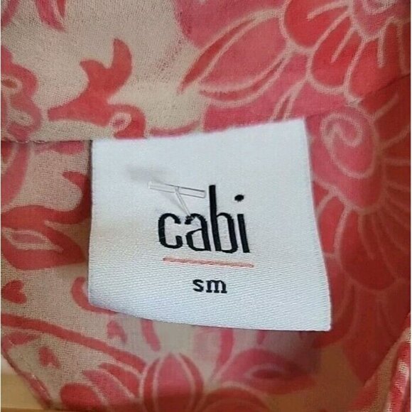 Cabi Vita Blouse Womens Small Pink Floral Draped‎ Neck Keyhole Cutout Back New - Picture 2 of 6